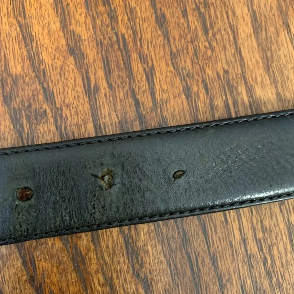 Johnston & Murphy Black Aniline Kipskin Shoulders‎ Leather Studded Belt Men's 36